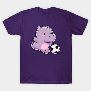 cute hippo play soccer ball T-Shirt